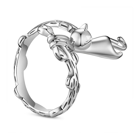 Кольца на пальцы shegrace 925 из стерлингового серебра, кошка