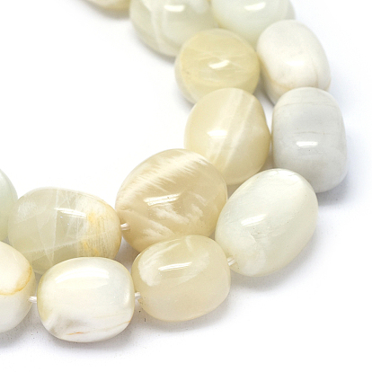 Natural White Moonstone Beads Strands, Oval