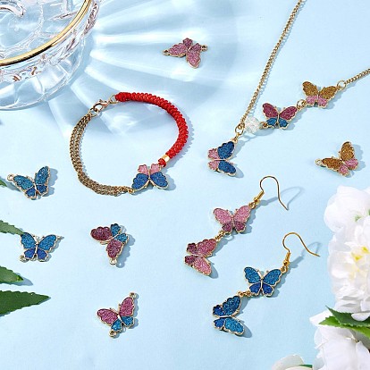20Pcs Butterfly Alloy Enamel Pendants & Links Connectors, with Glitter Powder, for Jewelry Necklace Bracelet Earring Bracelet Handmade Making