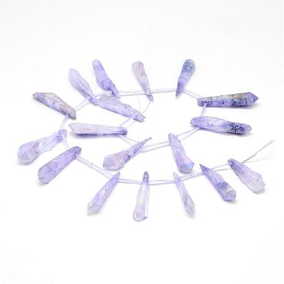 Galvaniques quartz naturel perles de cristal brins, perles percées, teint, larme