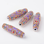 Rice Handmade Indonesia Beads, with Platinum Plated Aluminum Cores, 60x16mm, Hole: 4mm