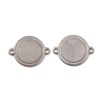 201 Stainless Steel Cabochon Connector Settings, Flat Round
