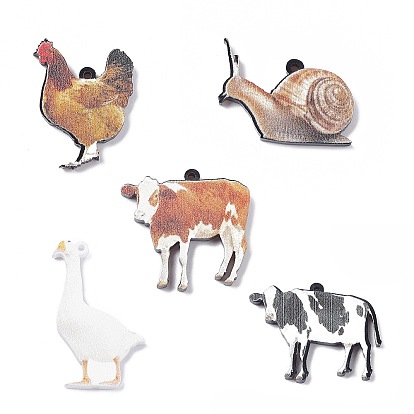 Pendentifs acryliques opaques d'animaux de simulation mignons