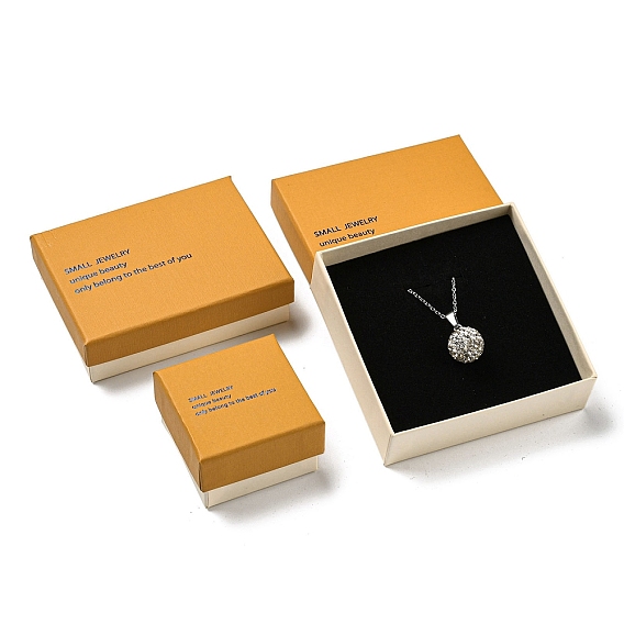 Boîte à bijoux en carton, Étui de rangement pour bijoux avec mot imprimé pour collier, Broche, anneau, emballage de boucle d'oreille
