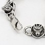 Fashionable Retro Jewelry 304 Stainless Steel Wolf Bracelets for Men, with Clasps