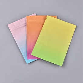 Пластиковые пакеты на молнии с градиентным цветом, закрывающиеся пакеты для хранения пищевых продуктов из алюминиевой фольги, пакеты с самоуплотнением, прямоугольные