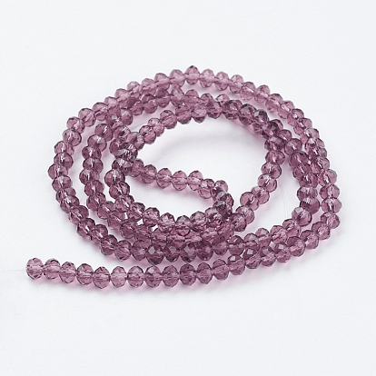 Faceted Rondelle Transparent Glass Beads Strands, for DIY Crafting