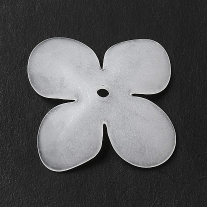 Transparentes bouchons acrylique de perles, 4 pétales, givré, fleur