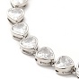 Bracelet chaîne à maillons en forme de cœur avec oxyde de zirconium cubique transparent, bijoux en laiton de placage de rack pour les femmes, sans cadmium et sans plomb