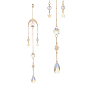 AB Color Glass Teardrop & Octagon Window Hanging Suncatchers, Brass Sun & Moon & Star Pendants Decorations Ornaments