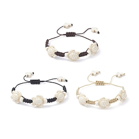 3 pcs 3 ensemble de bracelets de perles tressées de tortue turquoise synthétique teints en couleur pour les enfants