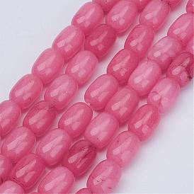 Barrel Shaped Gemstone Natural Rhodochrosite Stone Beads Strands, Dyed, 15x10mm, Hole: 1mm, about 25pcs/strand, 15.3 inch