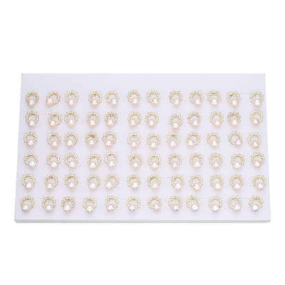 Aretes de perlas naturales, arete de latón con micro pavé de circonita cúbica y 925 pasadores de plata de ley