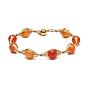 Natural Gemstone Beaded Bracelets for Men Women, with Brass & 304 Stainless Steel Finding, Magnetic Clasps