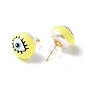 Natural Shell Eye Stud Earrings with Enamel, Real 18K Gold Plated Brass Jewelry for Women