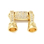 Rack Plating Brass Micro Pave Clear Cubic Zirconia Fold Over Clasps, Cadmium Free & Lead Free, Long-Lasting Plated, Oval