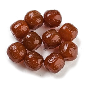 Natural Carnelian Carved Beads, Barrel