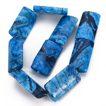 Natural Crazy Agate Beads Strands, Dyed & Heated, Rectangle