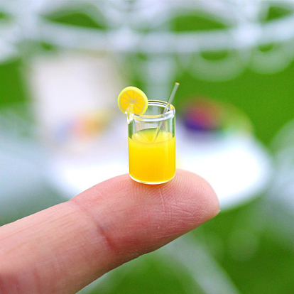 Mini Glass Cup, with Mini Resin Imitation Beverage, for Dollhouse Accessories, Pretending Prop Decorations