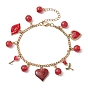 Bracelet à breloques en alliage d'émail et de résine pour la Saint-Valentin, bracelets cœur & rose & lèvres avec 304 chaînes en acier inoxydable