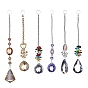 Crystal Teardrop Beaded Wall Hanging Decoration Pendant Decoration, Hanging Suncatcher, with Iron Ring and Glass Beads