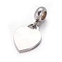 304 Stainless Steel European Dangle Charms, with Enamel, Large Hole Pendants, Heart with Word Love You, For Valentine's Day