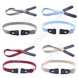 Gorgecraft 4Pcs 4 Style Unisex Adjustable No Buckle Imitation Leather Elastic Waist Belt, with Iron Button, for Jeans Pants Skirts