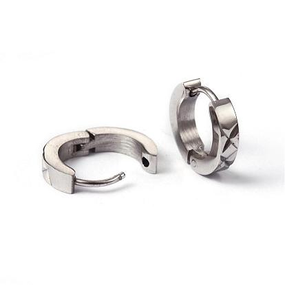 304 Stainless Steel Huggie Hoop Earrings, Hypoallergenic Earrings, 13.5x3mm, Pin: 1mm