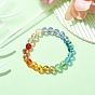 Rainbow Color Faceted Round Glass Stretch Bracelets for Women