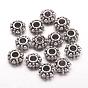 Tibetan Style Spacer Beads, Cadmium Free & Nickel Free & Lead Free, Snowflake, for Christmas, about 7mm in diameter, 2mm thick, Hole: 2.5mm