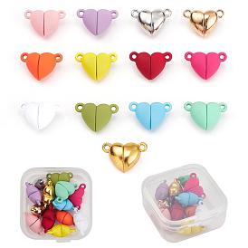 13 Sets 13 Colors Spray Painted Alloy Magnetic Clasps with Loops, Cadmium Free & Nickel Free & Lead Free, Heart