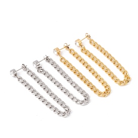 304 Stainless Steel Curb Chains Dangle Stud Earrings for Women