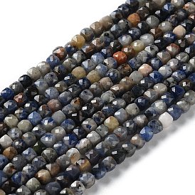 Sodalites naturelles brins de perles, facette, carrée