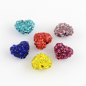 Heart Polymer Clay Grade A Rhinestone Beads, 10x12.5x6.5mm, Hole: 2mm