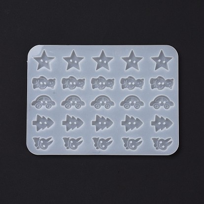 DIY Button Silicone Molds, Resin Casting Molds, for UV Resin & Epoxy Resin Craft Making, Star, Bear, Car, Tree, Rabbit