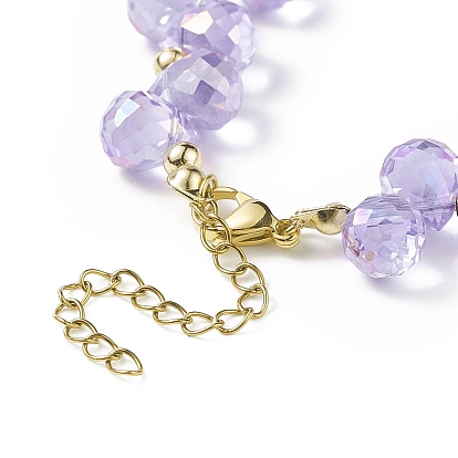 Bracelet perlé en forme de larme de verre bling pour femme