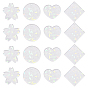 Nbeads 16Pcs 4 Style Transparent Acrylic Pendants, with Glitter, Laser Out, for Keychain