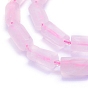 Brins de perles de quartz rose naturel givré, facette, colonne