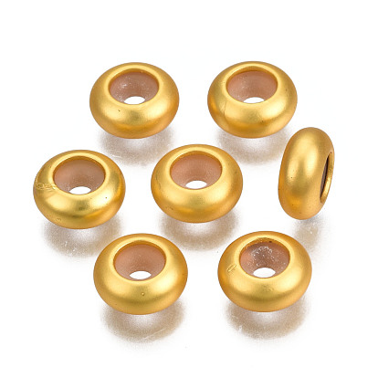 Rack Plating Alloy Beads, Cadmium Free & Lead Free, with Rubber, Slider Stopper Beads, Ring