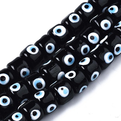 Handmade Evil Eye Lampwork Beads Strands, Column