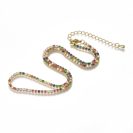 Brass Cubic Zirconia(Random Mixed Color) Tennis Necklaces