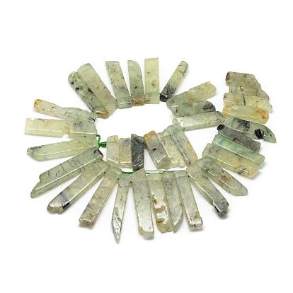 Natural Prehnite Beads Strands, Top Drilled Beads, Rectangle