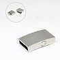 304 Stainless Steel Magnetic Clasps with Glue-in Ends, Rectangle, 26x15x6mm, Hole: 3.5x12.5mm