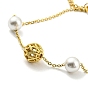 Real 18K Gold Plated Brass & Plastic Imitation Pearl Beaded Bracelet, with Ion Plating(IP) 304 Stainless Steel Chains, Long-Lasting Plated