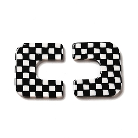 Cabujones de acetato de celulosa (resina), en blanco y negro, forma de arco de tartán