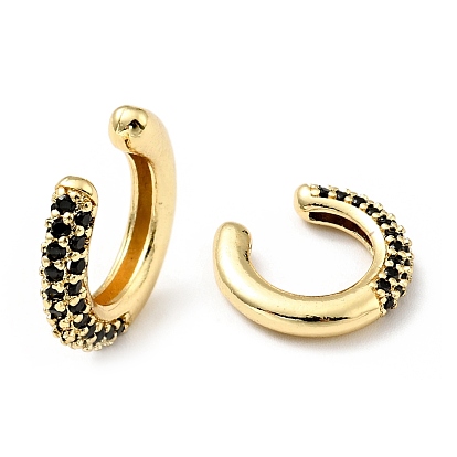Cubic Zirconia C-Shaped Cuff Earrings, Gold Plated Brass Jewelry for Non-pierced Ears, Cadmium Free & Lead Free