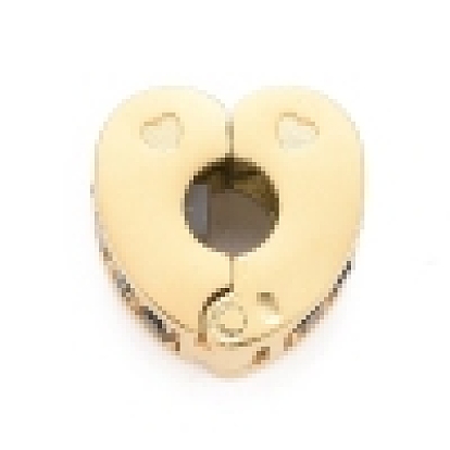 304 Stainless Steel European Clasps, with Rhinestone, Large Hole Beads, Heart