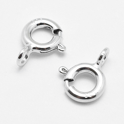 925 Sterling Silver Spring Ring Clasps, Ring, with 925 Stamp