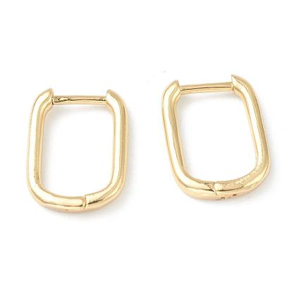 Brass Huggie Hoop Earrings, Long-Lasting Plated, Rectangle
