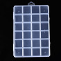Rectangle Polypropylene(PP) Bead Storage Containers, with Hinged Lid and 24 Grids, for Jewelry Small Accessories